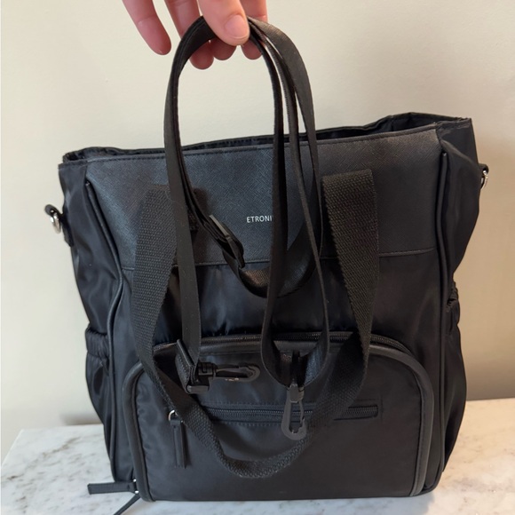 NWOT black lunch bag/work tote multi-pocket crossbody or shoulder strap bag - Picture 9 of 15